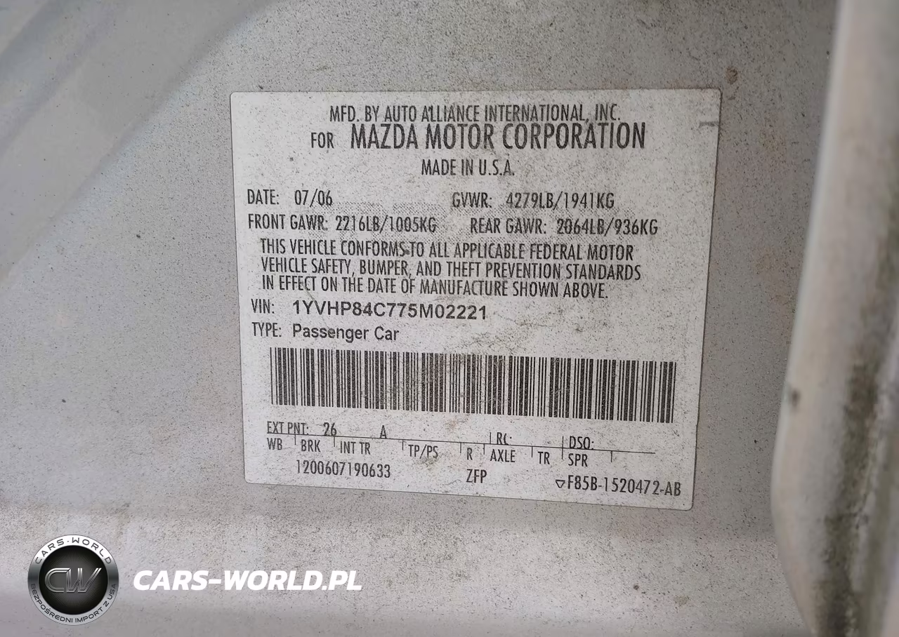 2007 Mazda Mazda6 I Sport Ve VIN:1YVHP84C775M02221 - 9