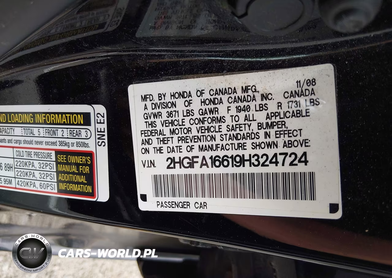 2009 Honda Civic Lx-S VIN:2HGFA16619H324724 - 9