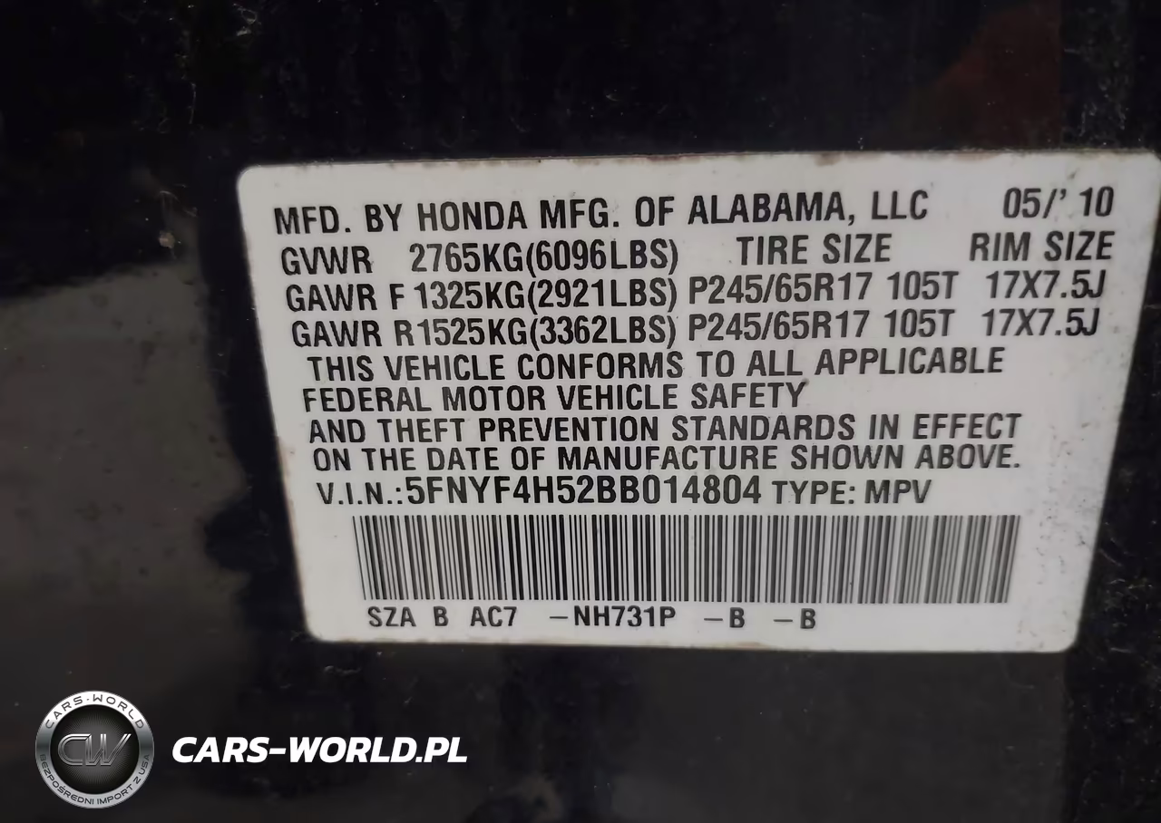 2011 Honda Pilot Ex-L VIN:5FNYF4H52BB014804 - 9