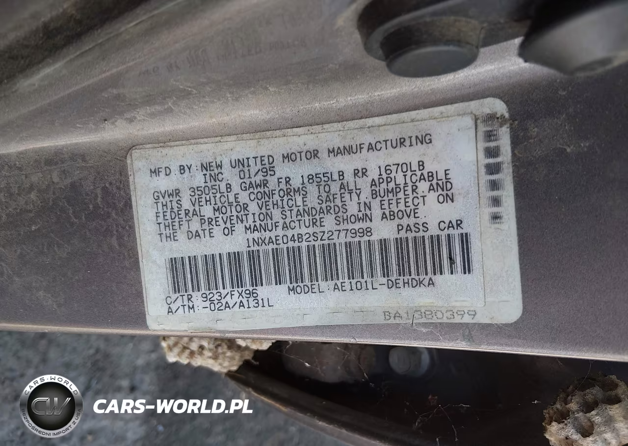 1995 Toyota Corolla VIN:1NXAE04B2SZ277998 - 9