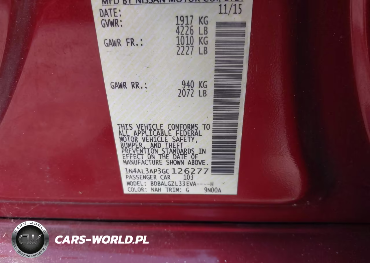 2016 Nissan Altima 2.5 S VIN:1N4AL3AP3GC126277 - 9