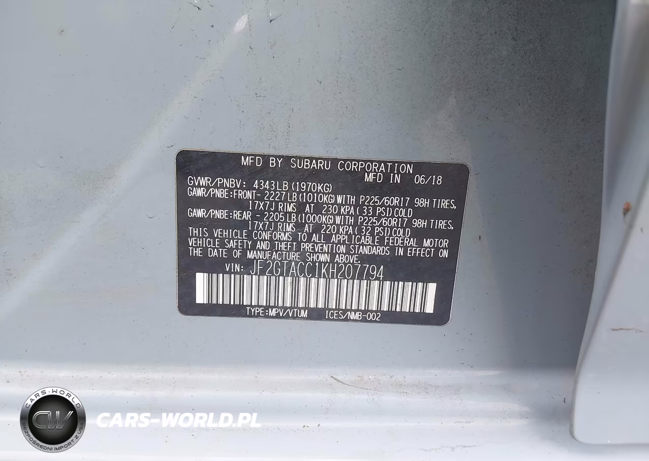 2019 Subaru Crosstrek 2.0I Premium VIN:JF2GTACC1KH207794 - 9