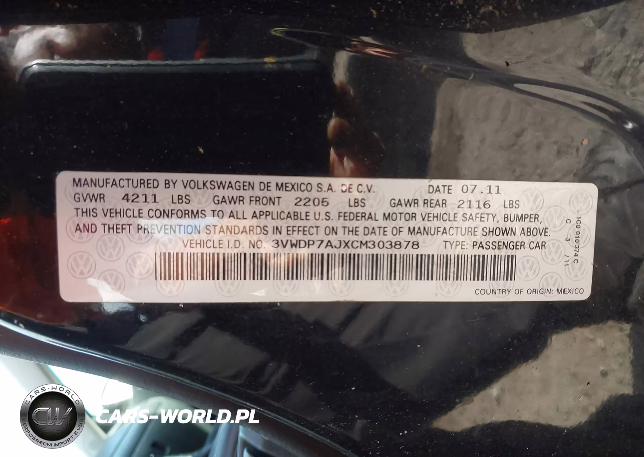 2012 Volkswagen Jetta 2.5L Se VIN:3VWDP7AJXCM303878 - 9