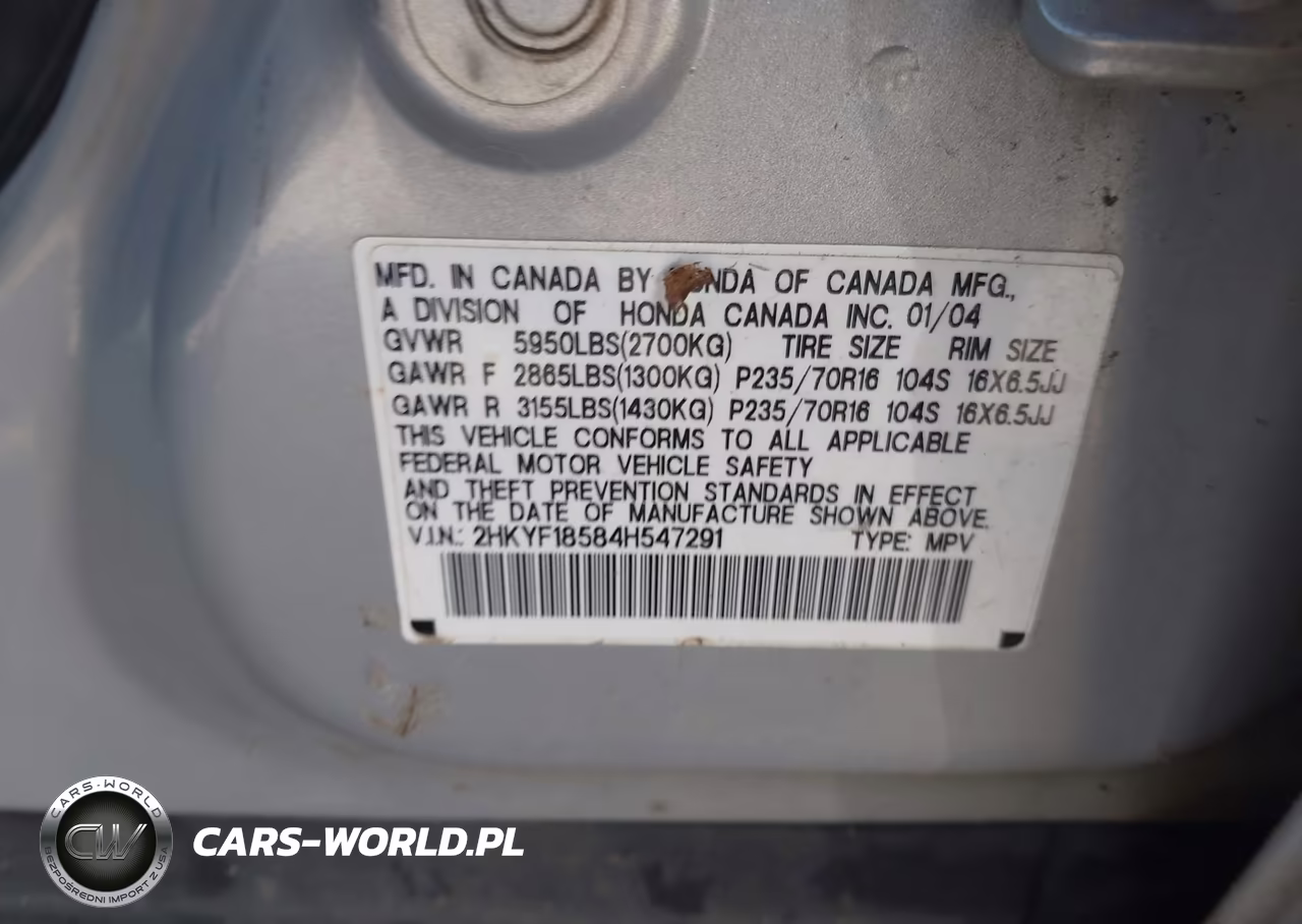 2004 Honda Pilot Ex-L VIN:2HKYF18584H547291 - 9