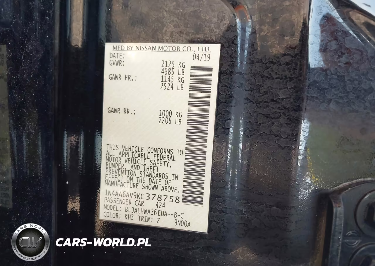 2019 Nissan Maxima 3.5 Platinum VIN:1N4AA6AV9KC378758 - 9