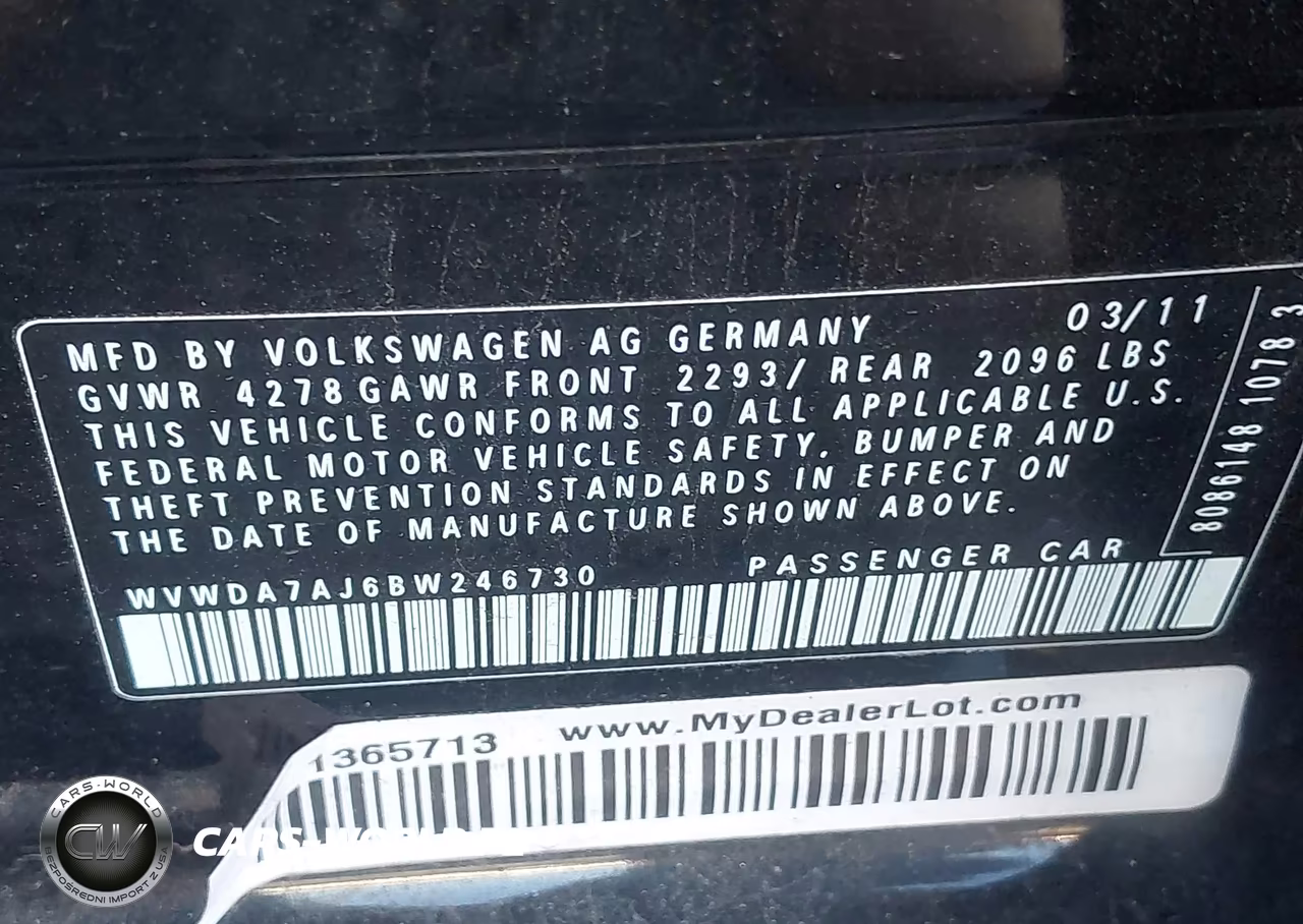 2011 Volkswagen Golf 2.5L 4-Door VIN:WVWDA7AJ6BW246730 - 9