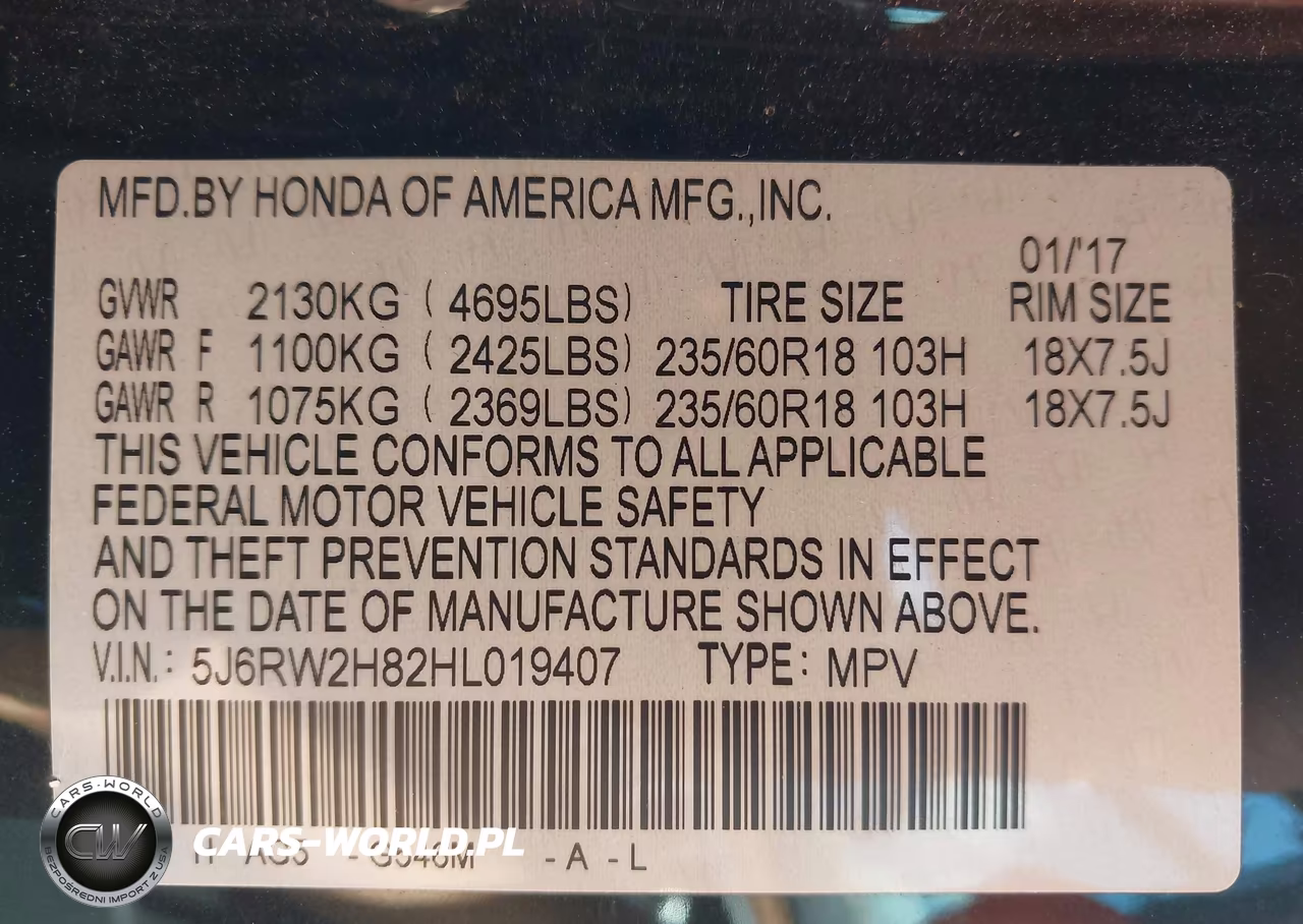 2017 Honda Cr-V Ex-L-Ex-L Navi VIN:5J6RW2H82HL019407 - 9