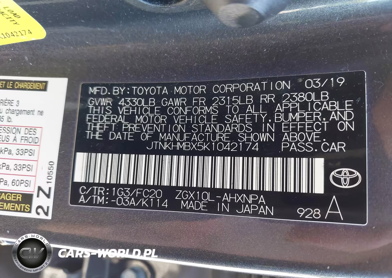 2019 Toyota C-Hr Le VIN:JTNKHMBX5K1042174 - 9