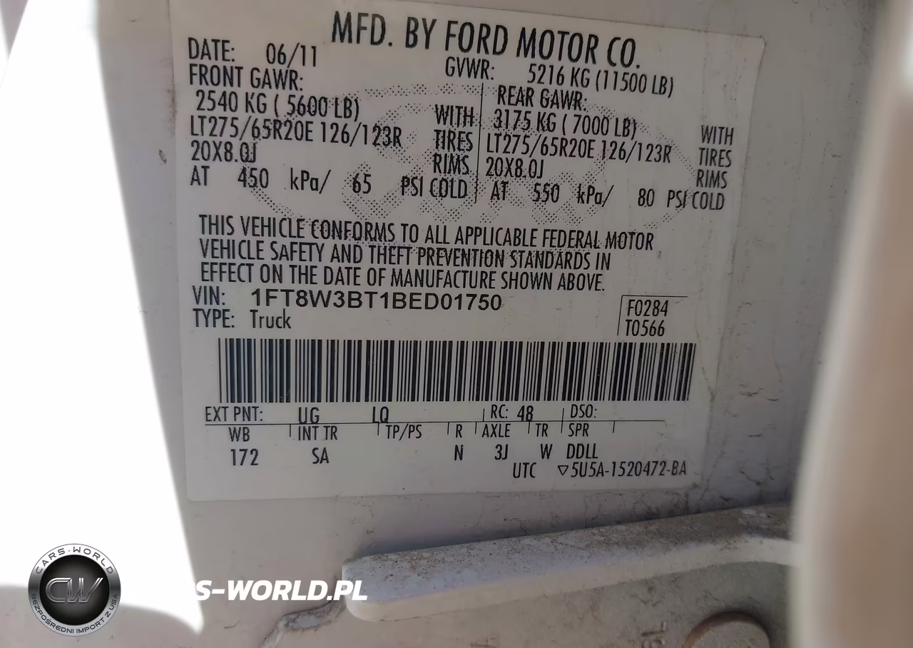 2011 Ford F-350 Lariat VIN:1FT8W3BT1BED01750 - 8