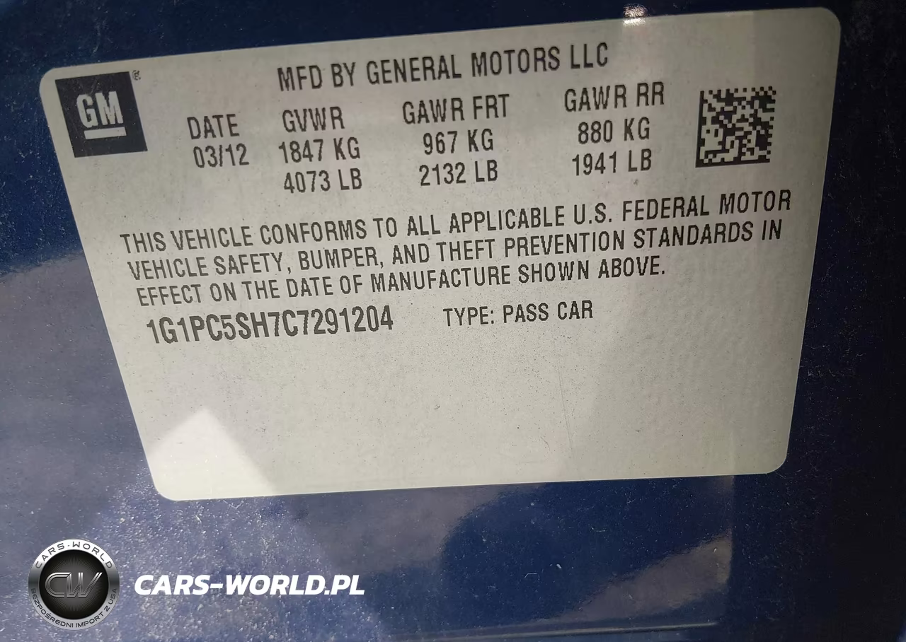 2012 Chevrolet Cruze Ls VIN:1G1PC5SH7C7291204 - 9