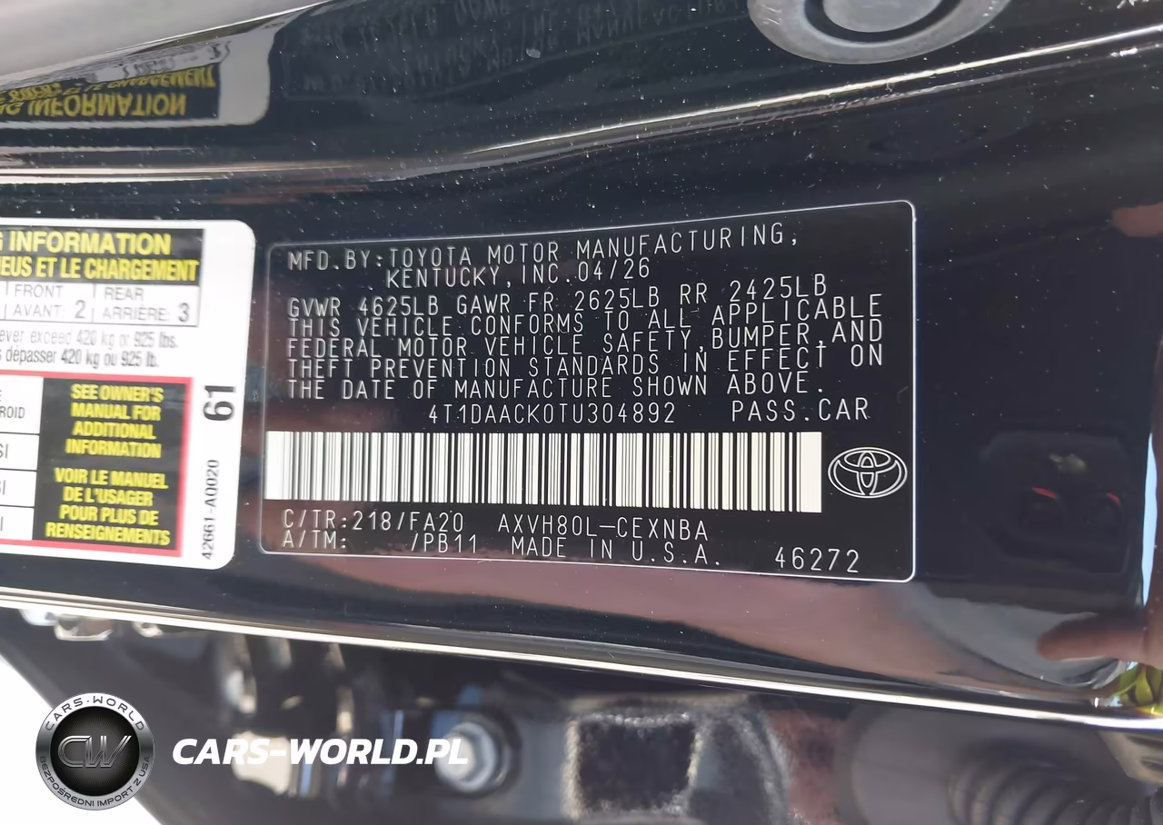 2026 Toyota Camry Le VIN:4T1DAACK0TU304892 - 9