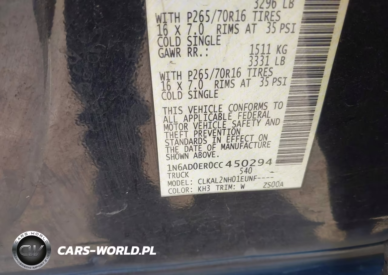 2012 Nissan Frontier Sv VIN:1N6AD0ER0CC450294 - 9