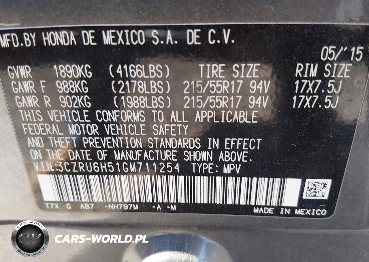 2016 Honda Hr-V Ex VIN:3CZRU6H51GM711254 - 9