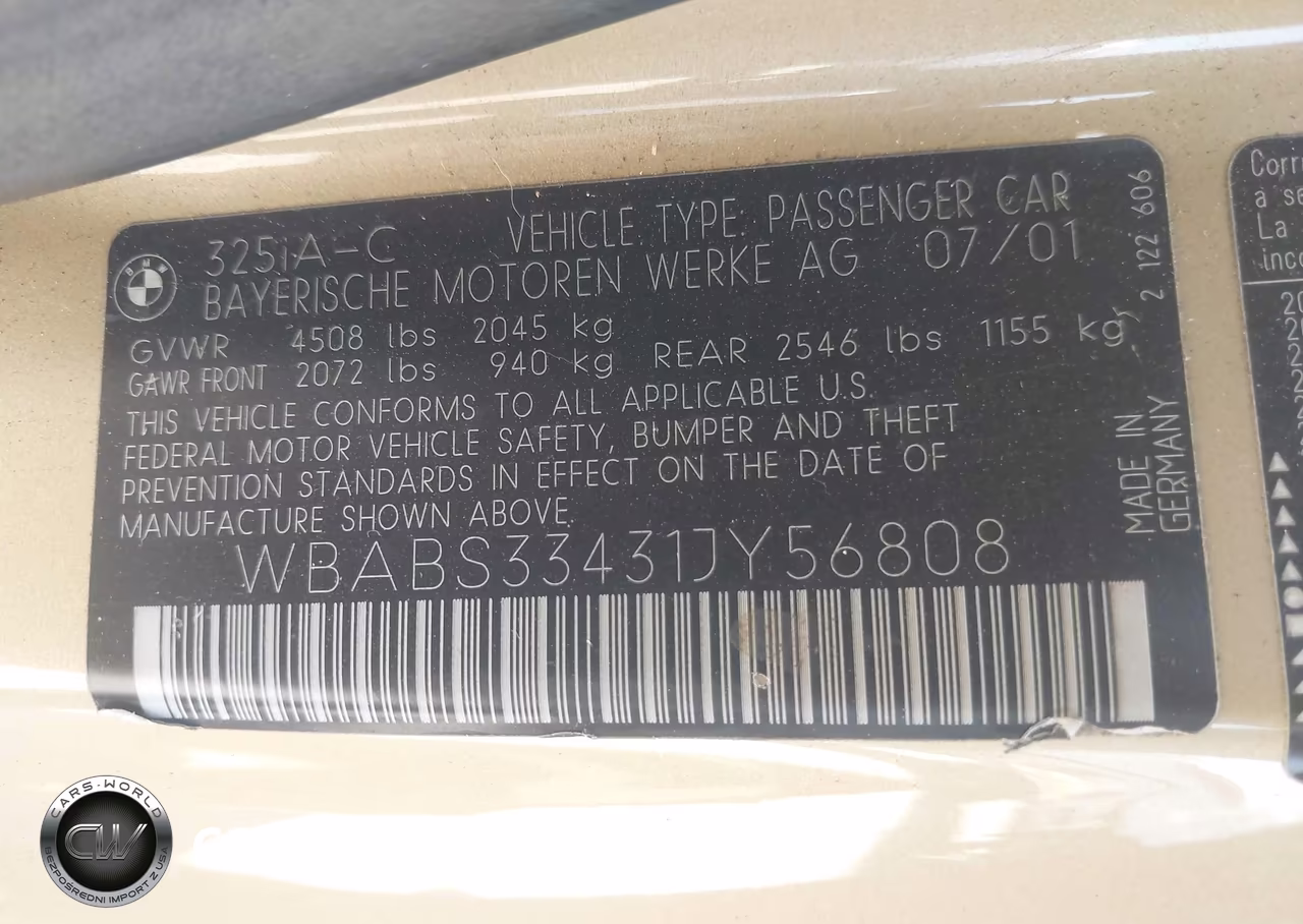 2001 BMW 325Ci VIN:WBABS33431JY56808 - 9