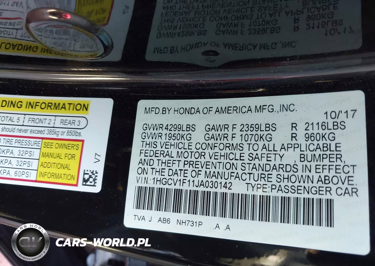 2018 Honda Accord Lx VIN:1HGCV1F11JA030142 - 9