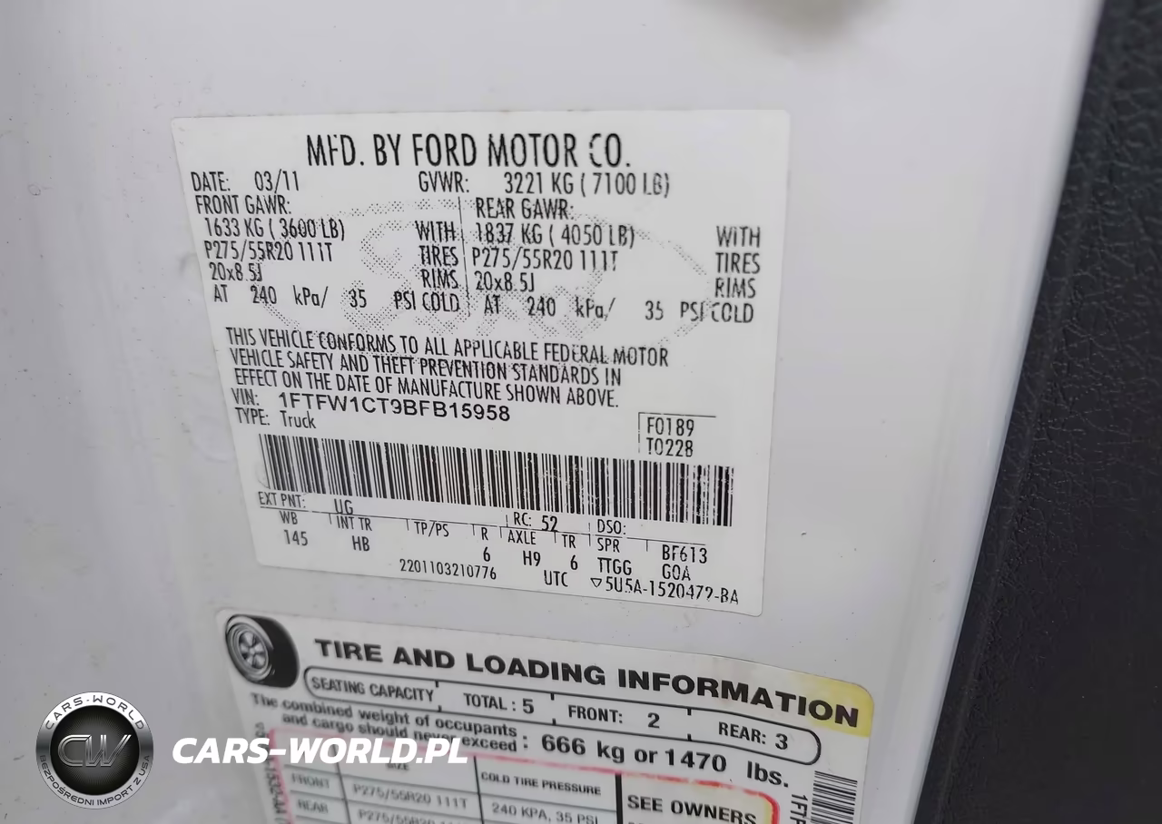 2011 Ford F-150 Lariat VIN:1FTFW1CT9BFB15958 - 9