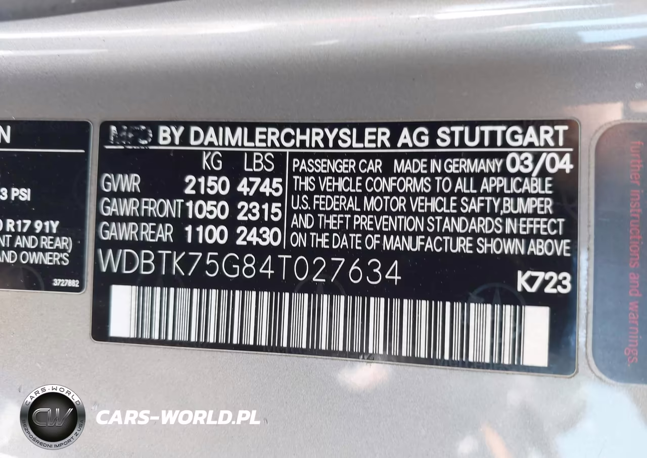 2004 Mercedes-Benz Clk 500 VIN:WDBTK75G84T027634 - 9