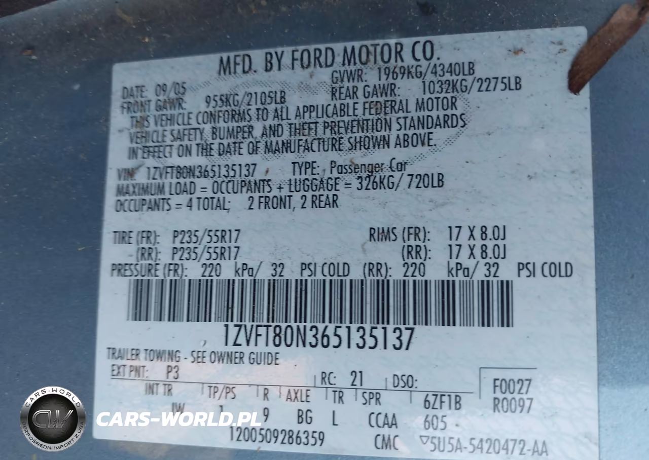 2006 Ford Mustang V6 VIN:1ZVFT80N365135137 - 9