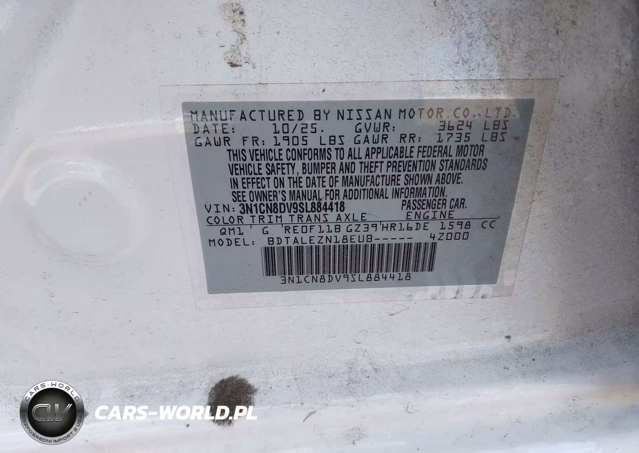 2025 Nissan Versa 1.6 S VIN:3N1CN8DV9SL884418 - 9