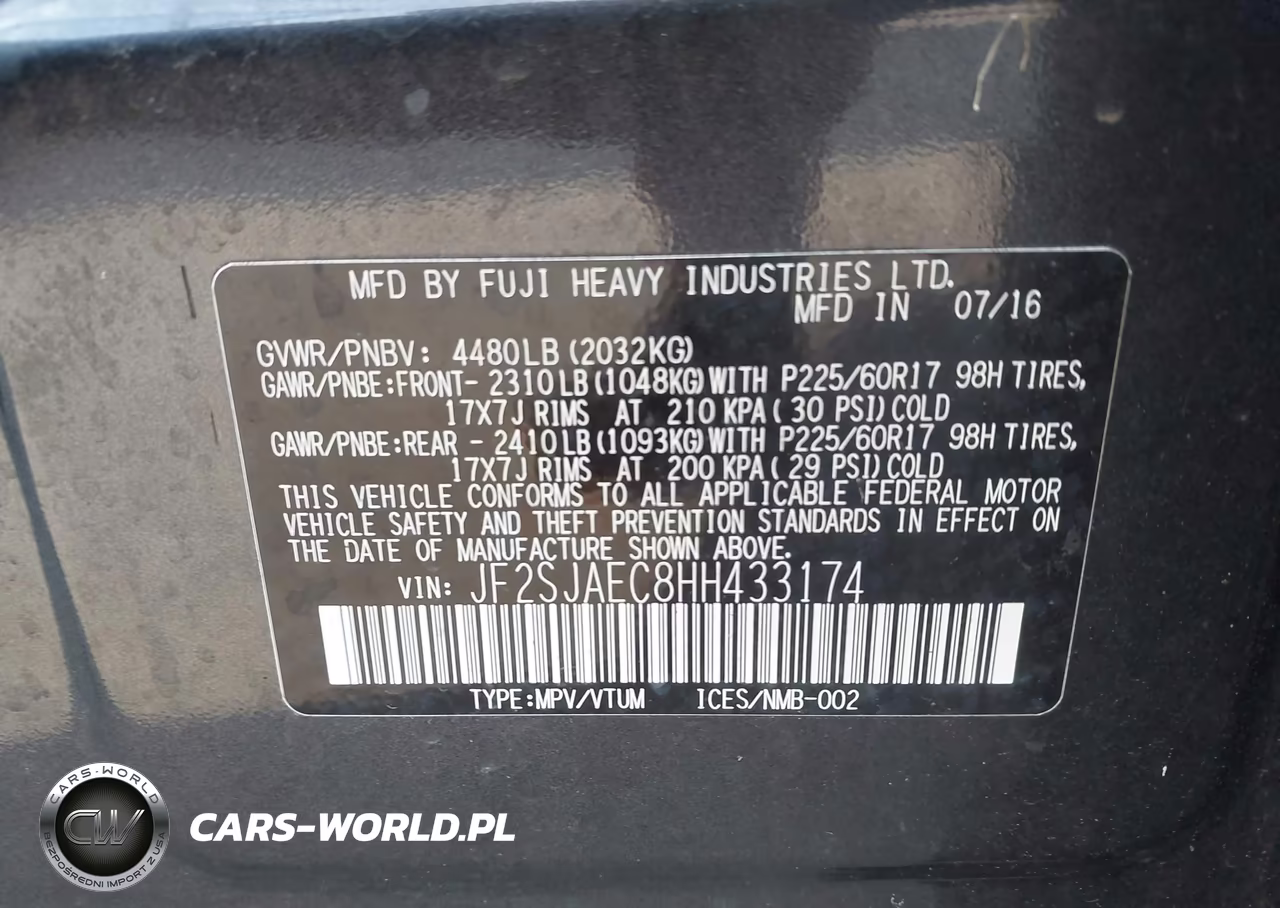 2017 Subaru Forester 2.5I Premium VIN:JF2SJAEC8HH433174 - 9