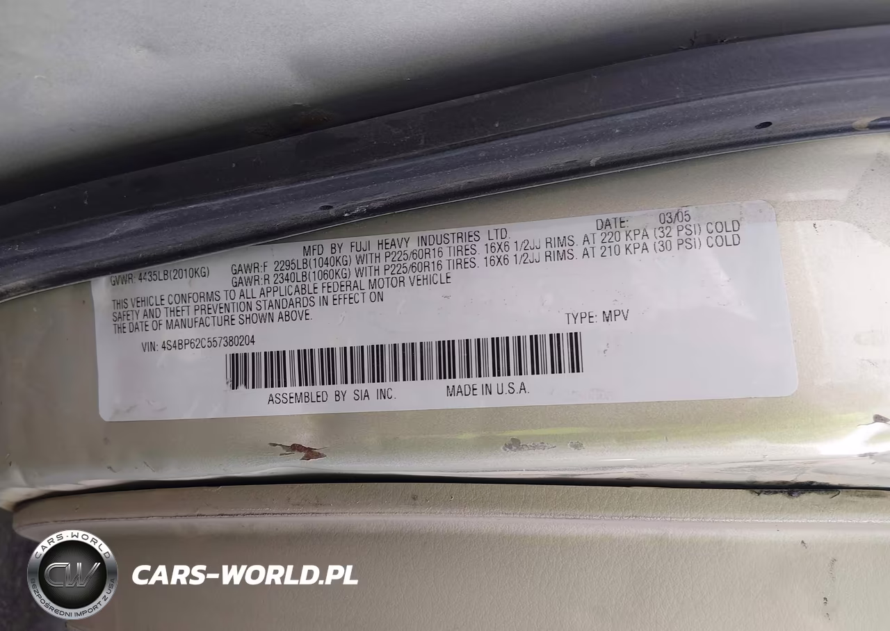 2005 Subaru Outback 2.5I Limited VIN:4S4BP62C557380204 - 9