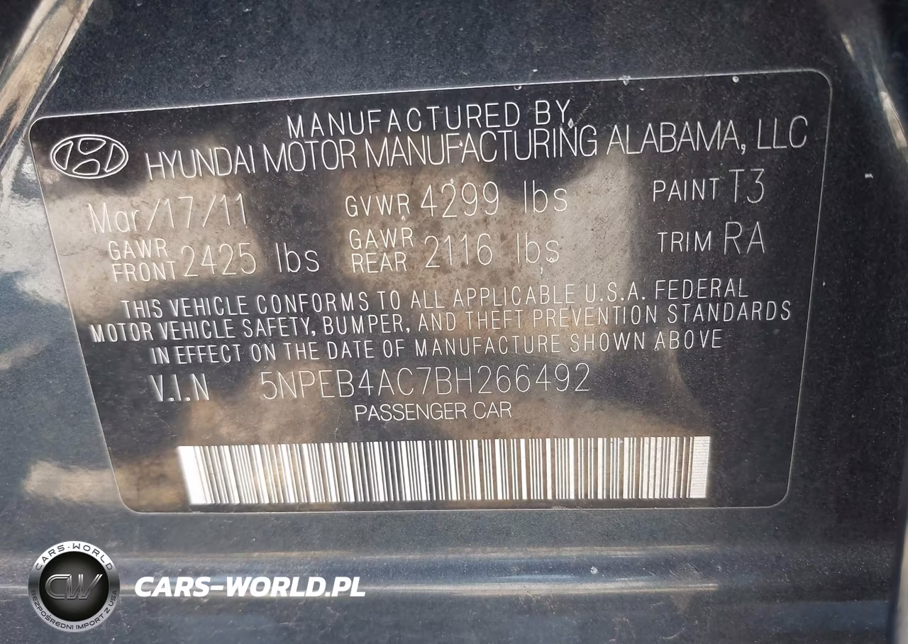 2011 Hyundai Sonata Gls VIN:5NPEB4AC7BH266492 - 9