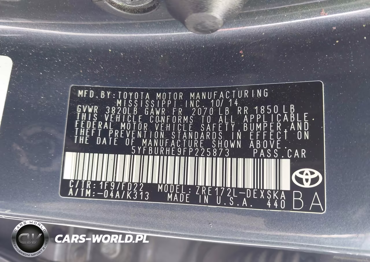 2015 Toyota Corolla S Plus VIN:5YFBURHE9FP225873 - 9