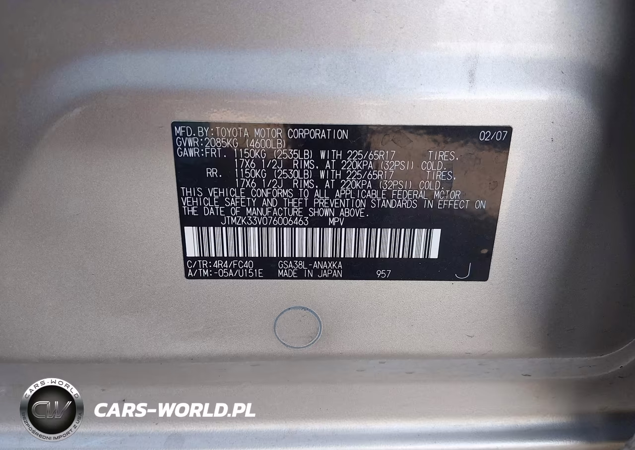 2007 Toyota Rav4 Base V6 VIN:JTMZK33V076006463 - 9