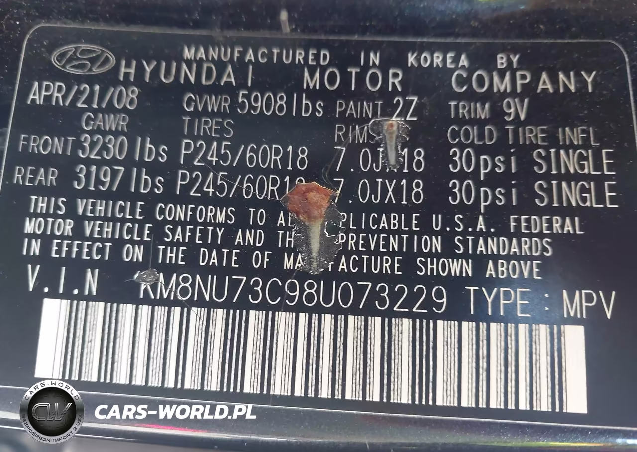 2008 Hyundai Veracruz Gls-Limited-Se VIN:KM8NU73C98U073229 - 9