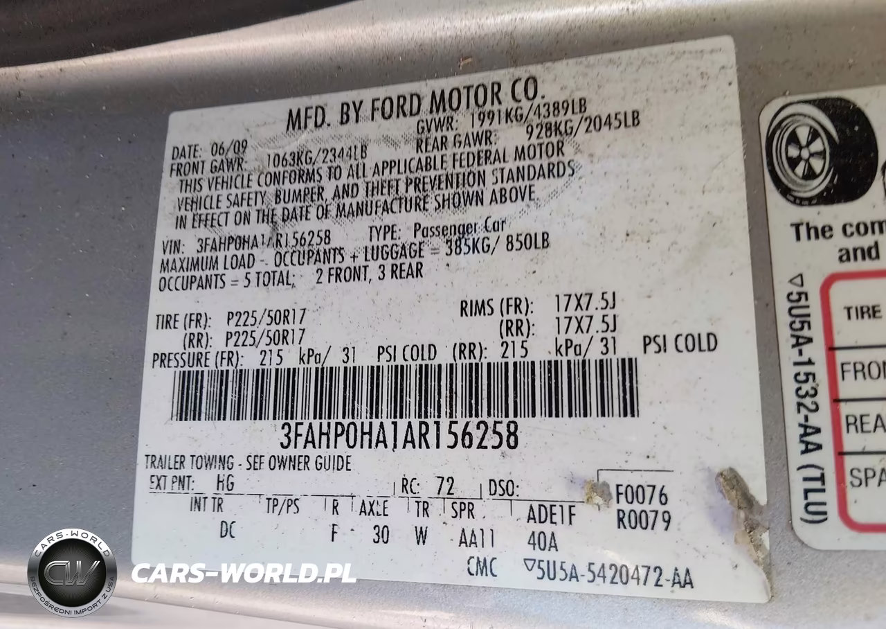 2010 Ford Fusion Se VIN:3FAHP0HA1AR156258 - 9