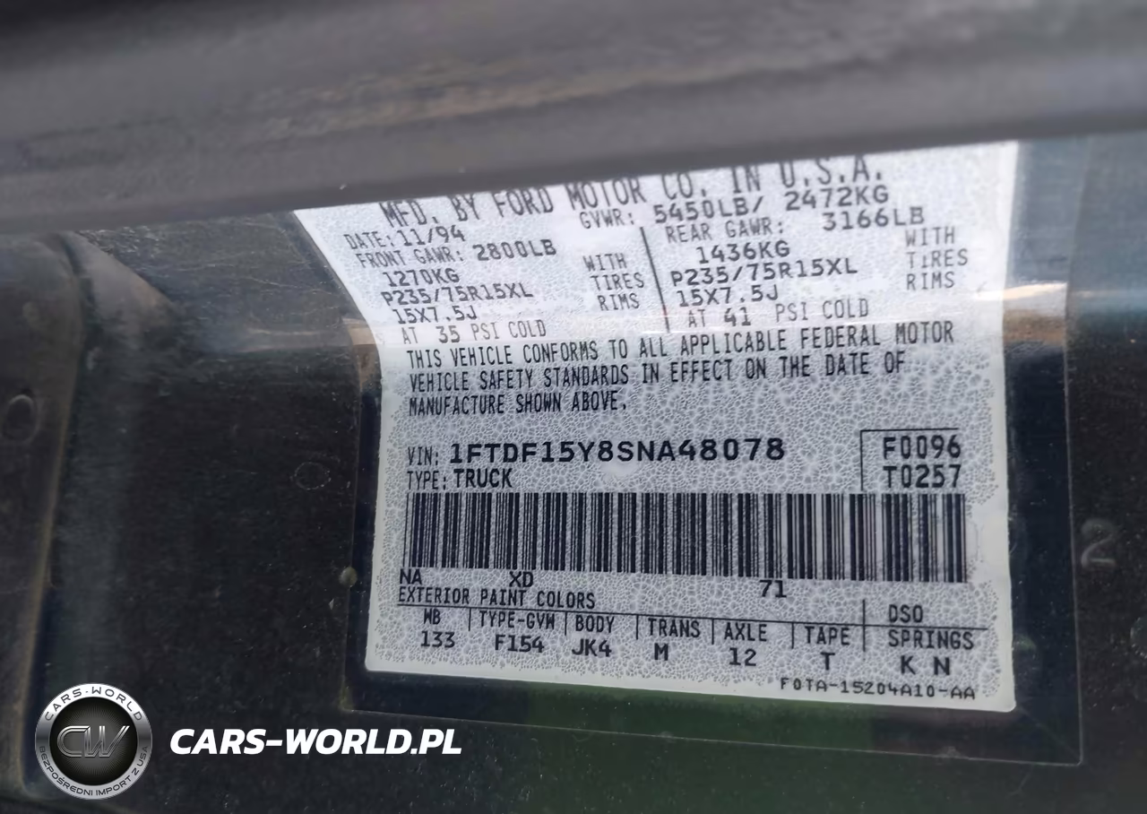 1995 Ford F150 VIN:1FTDF15Y8SNA48078 - 9