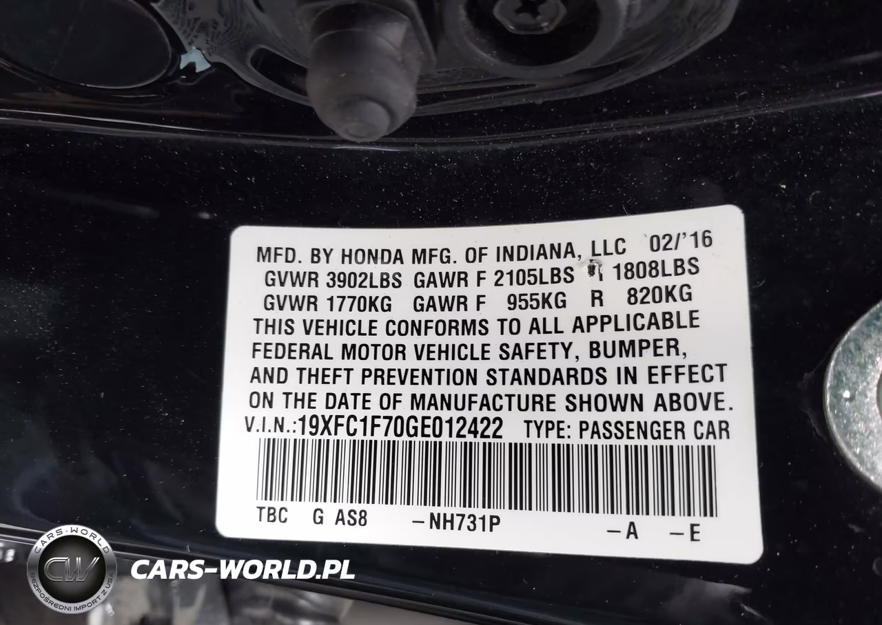 2016 Honda Civic Ex-L VIN:19XFC1F70GE012422 - 9