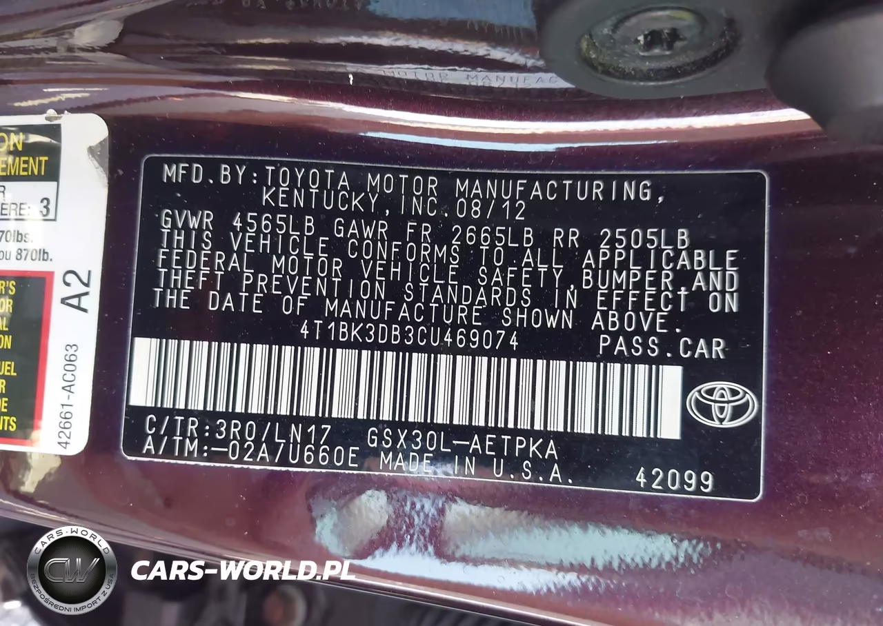 2012 Toyota Avalon Limited VIN:4T1BK3DB3CU469074 - 9