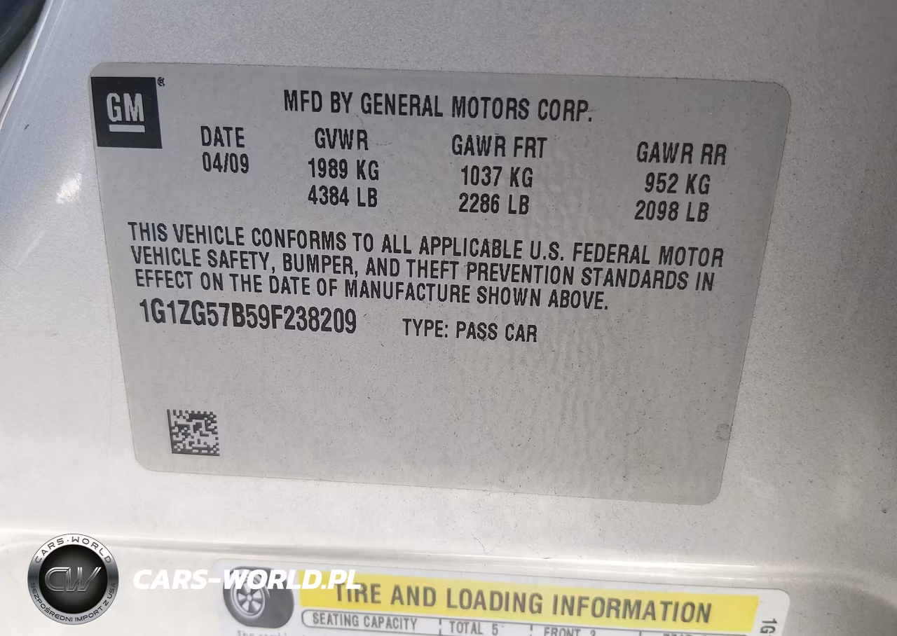 2009 Chevy Malibu VIN:1G1ZG57B59F238209 - 9