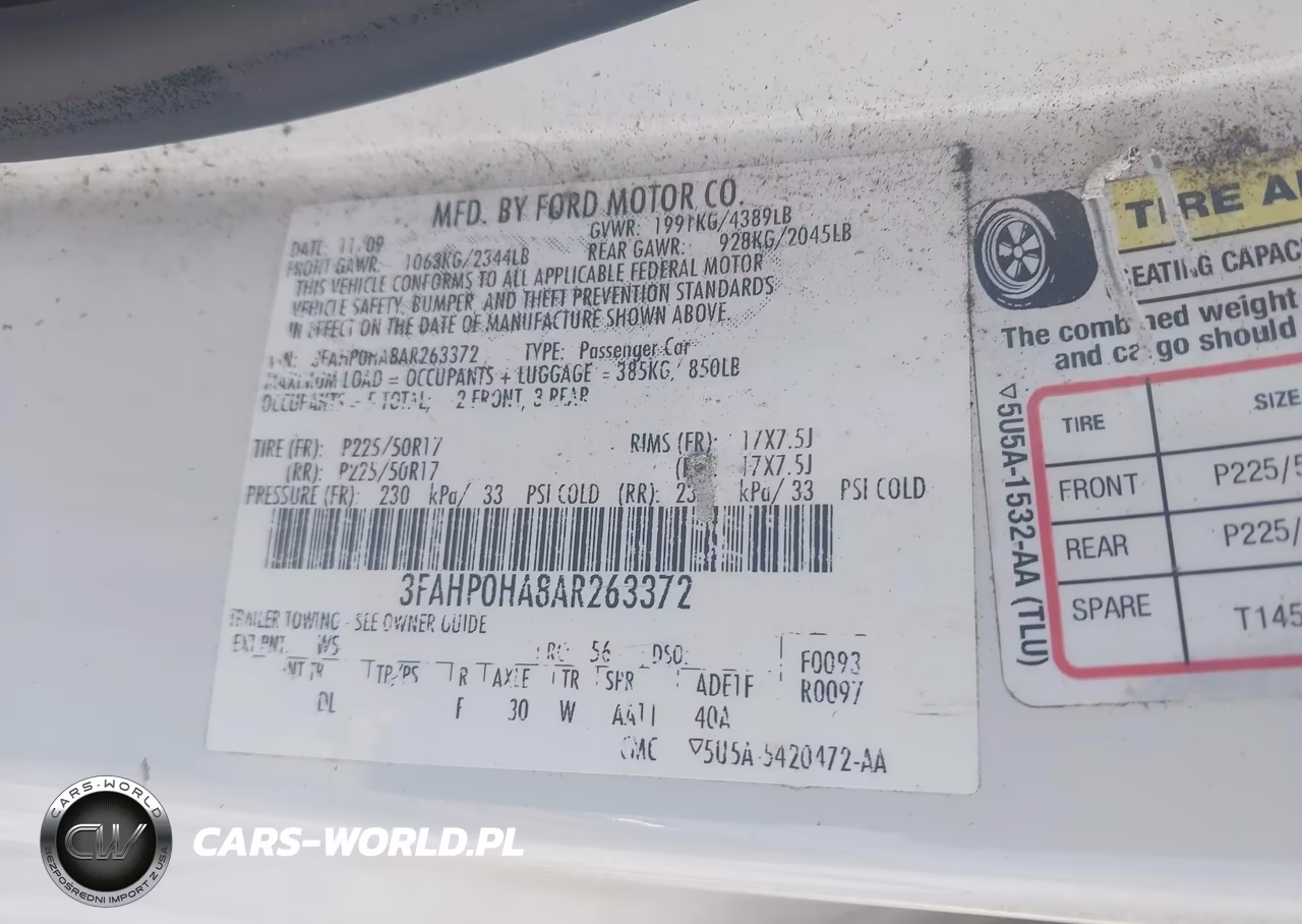 2010 Ford Fusion Se VIN:3FAHP0HA8AR263372 - 9