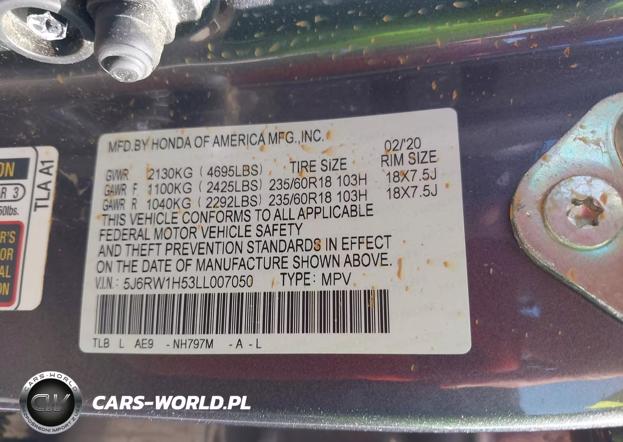 2020 Honda Cr-V 2Wd Ex VIN:5J6RW1H53LL007050 - 9