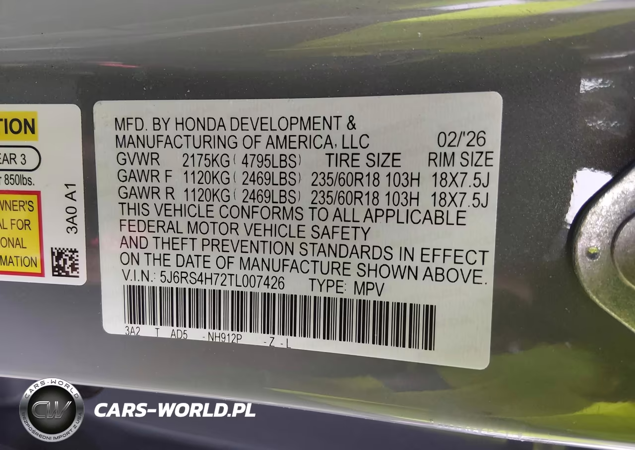 2026 Honda Cr-V Ex-L Awd VIN:5J6RS4H72TL007426 - 9