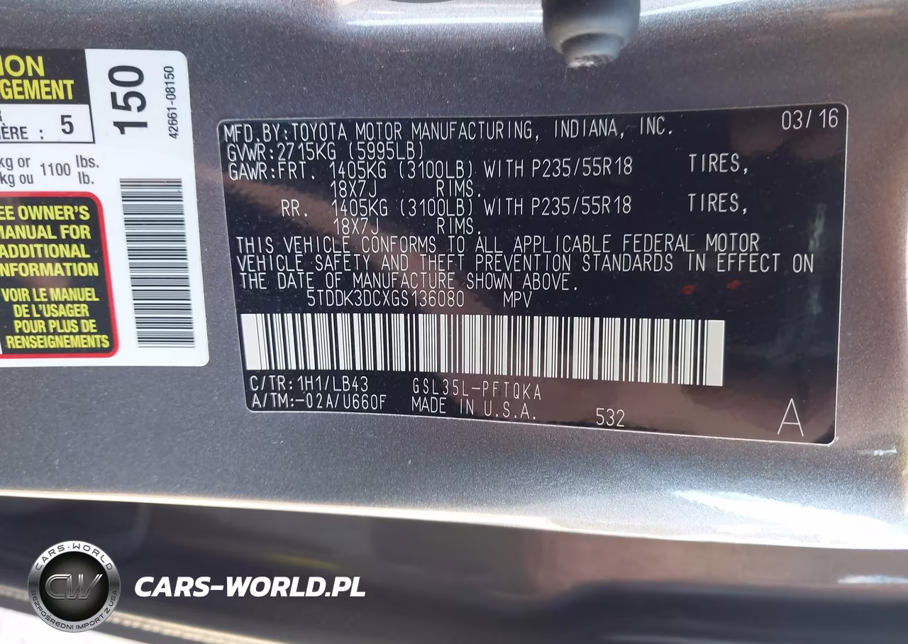 2016 Toyota Sienna Limited 7 Passenger VIN:5TDDK3DCXGS136080 - 9