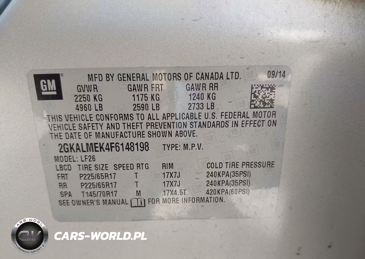 2015 GMC Terrain Sle-1 VIN:2GKALMEK4F6148198 - 9