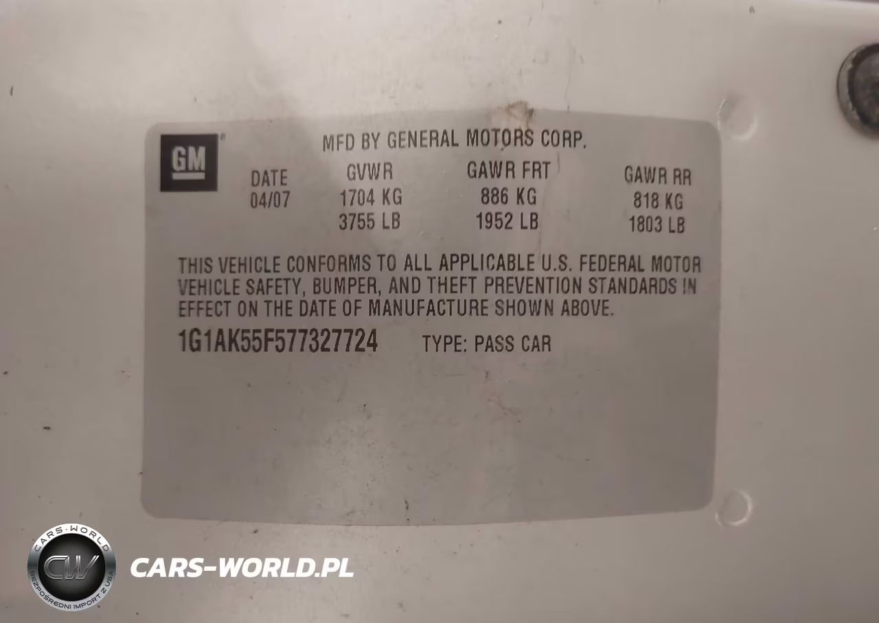 2007 Chevrolet Cobalt Ls VIN:1G1AK55F577327724 - 9