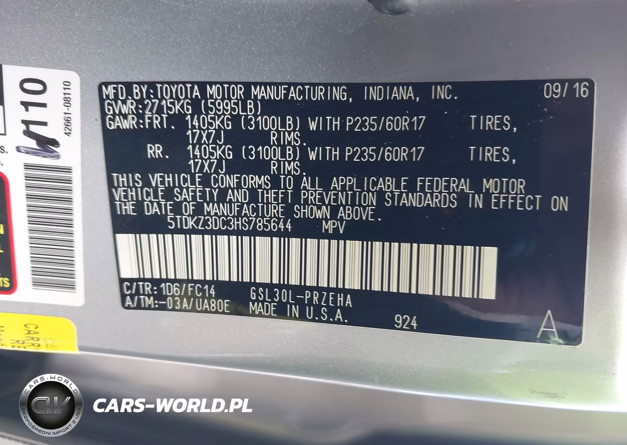 2017 Toyota Sienna Le 8 Passenger VIN:5TDKZ3DC3HS785644 - 9