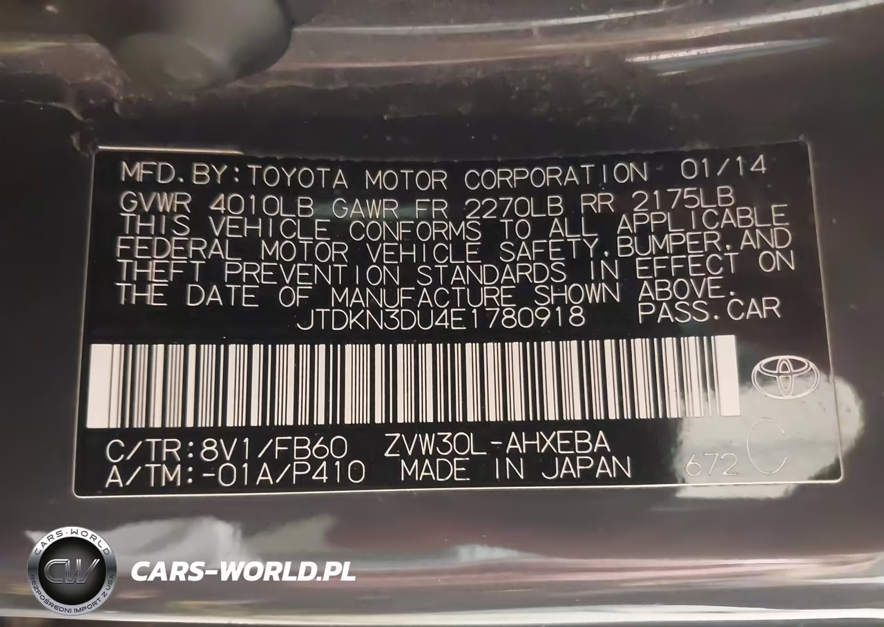 2014 Toyota Prius Two VIN:JTDKN3DU4E1780918 - 9
