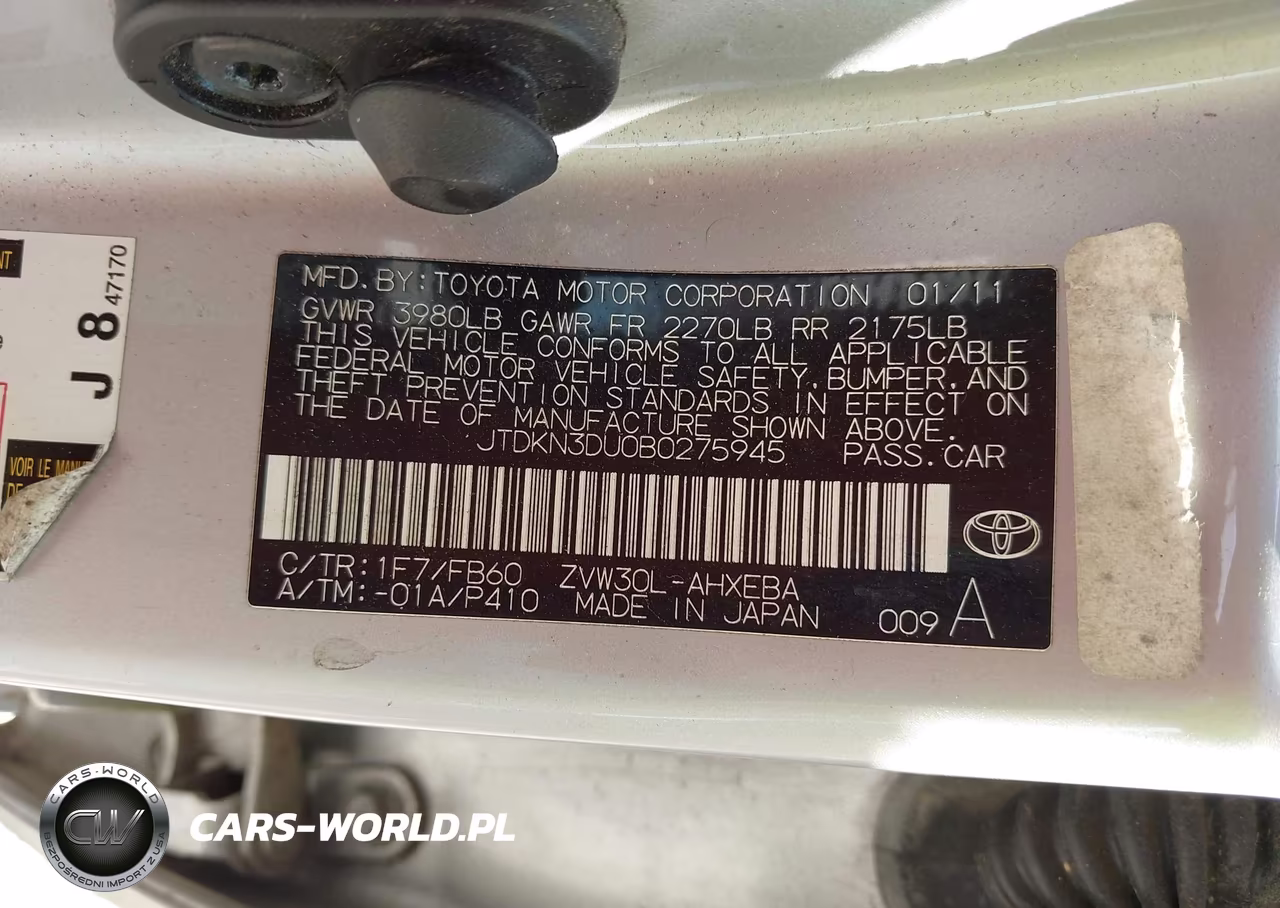 2011 Toyota Prius VIN:JTDKN3DU0B0275945 - 9
