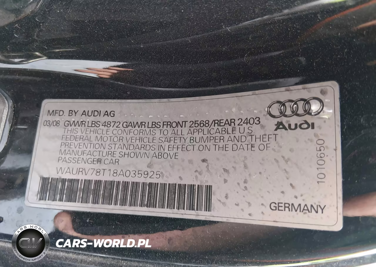 2008 Audi S5 4.2L VIN:WAURV78T18A035925 - 9