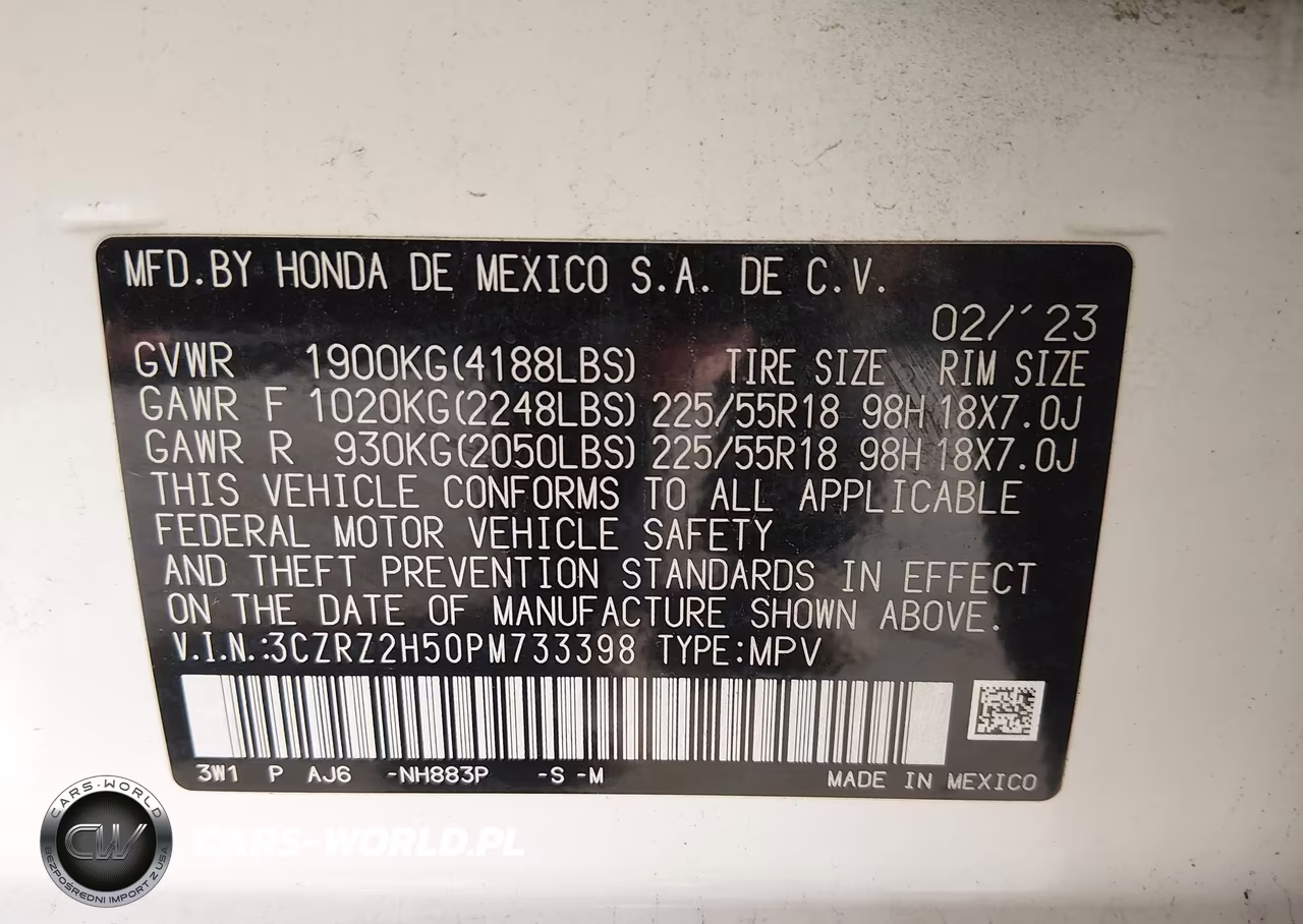 2023 Honda Hr-V Awd Sport VIN:3CZRZ2H50PM733398 - 9