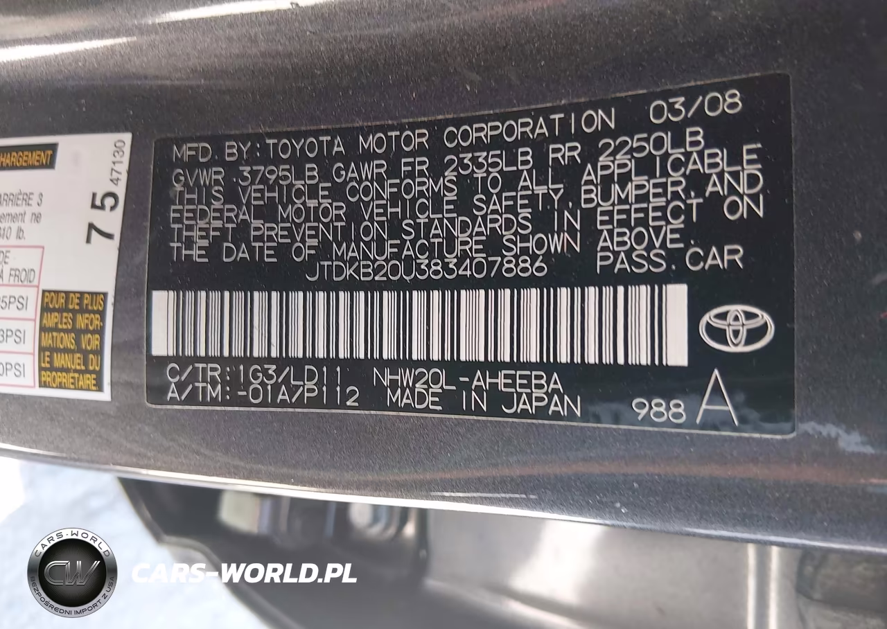 2008 Toyota Prius VIN:JTDKB20U383407886 - 9