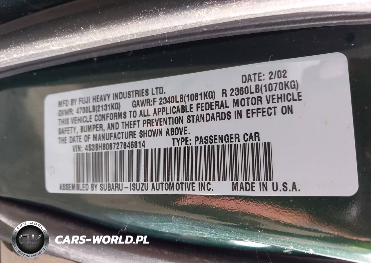 2002 Subaru Outback H6-3.0 L.l. Bean Edition VIN:4S3BH806727646814 - 9