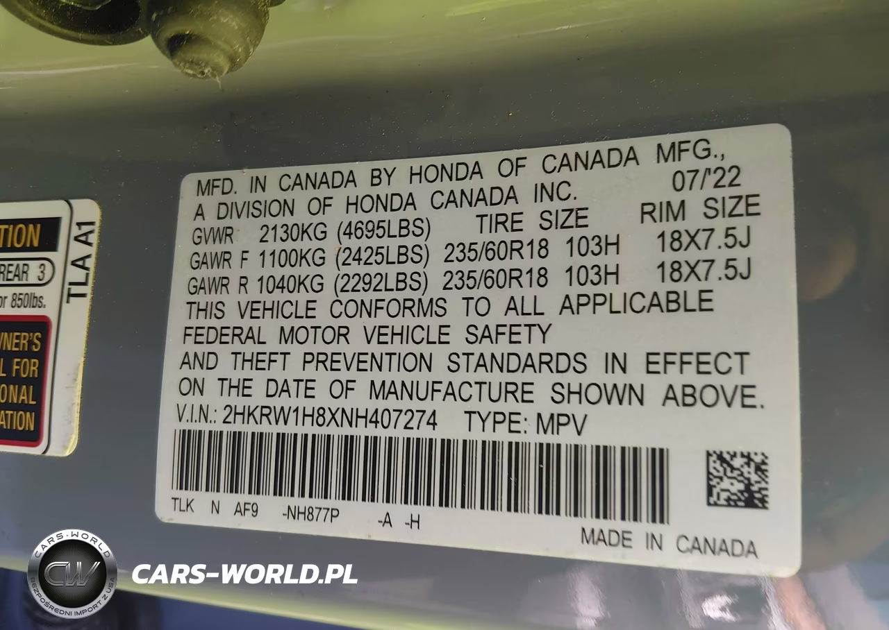 2022 Honda Cr-V 2Wd Ex-L VIN:2HKRW1H8XNH407274 - 9