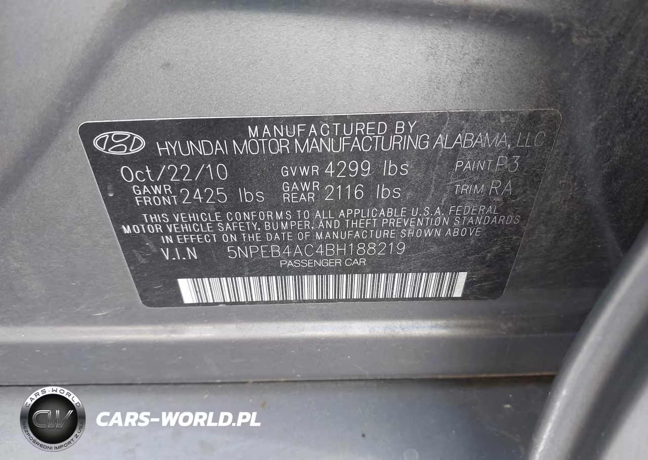 2011 Hyundai Sonata Gls VIN:5NPEB4AC4BH188219 - 9