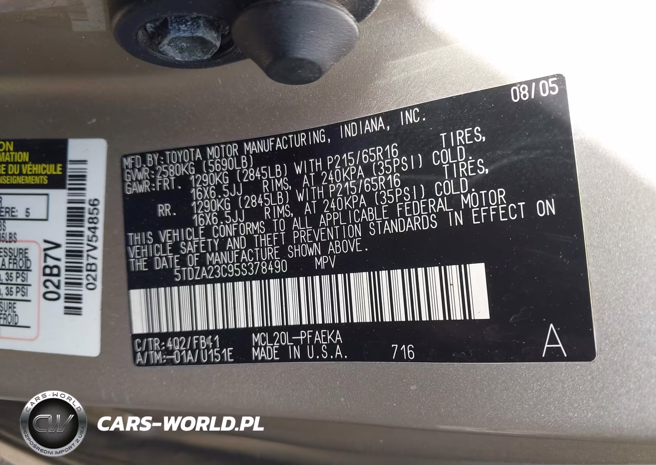 2005 Toyota Sienna Le VIN:5TDZA23C95S378490 - 9